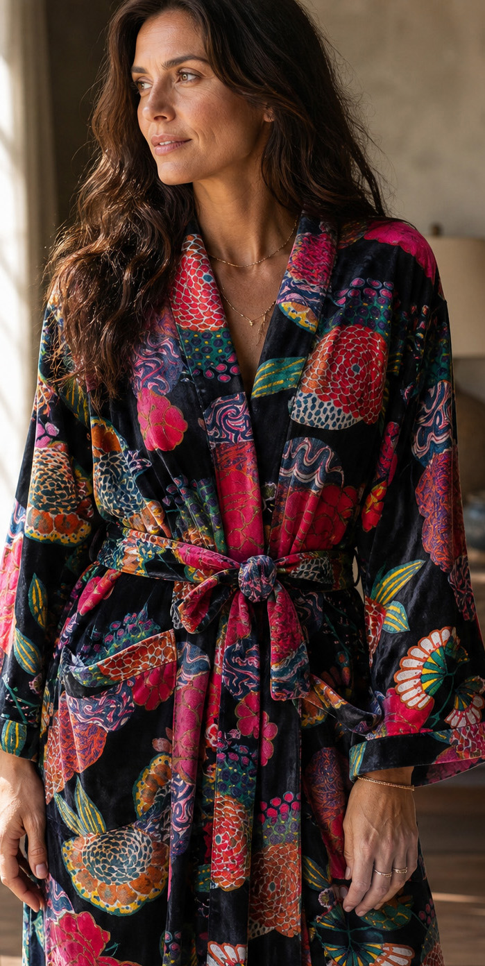 Kimono samettia musta